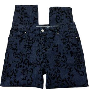 Chico's Perfect stretch Girlfriend Slim leg Ankle jeans 1(8) Velveteen flocked